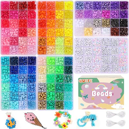 Quefe Bracelet Making Kit 6 Boxes 120 Colors Pony Beads Kandi Beads - color: 120-color