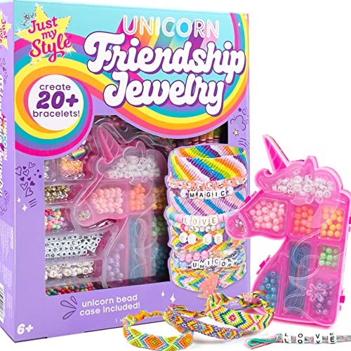Horizon Group USA Unicorn Friendship Bracelets Create 20+ Bracelets, Kit Includes 1300+ Beads ABC, Metallic Beads Unicorn Storage Case & More - style: Unicorn
