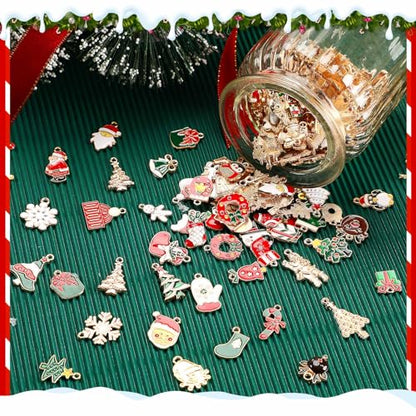 SANNIX 350Pcs Christmas Charms for Jewelry Making, Gold Enamel Xmas Charms - color: Christmas Color