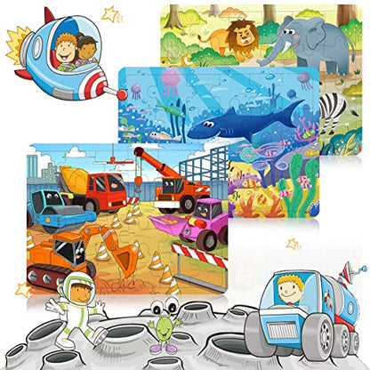 Puzzles for Kids Ages 3-5 24 Piece Wooden Puzzles 6 Pack