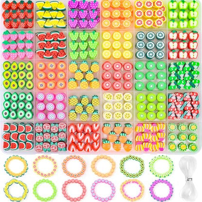 600pcs Polymer Clay Beads Bracelet Making Kit, Assorted Fruit Beads - color: 2#Fruit
