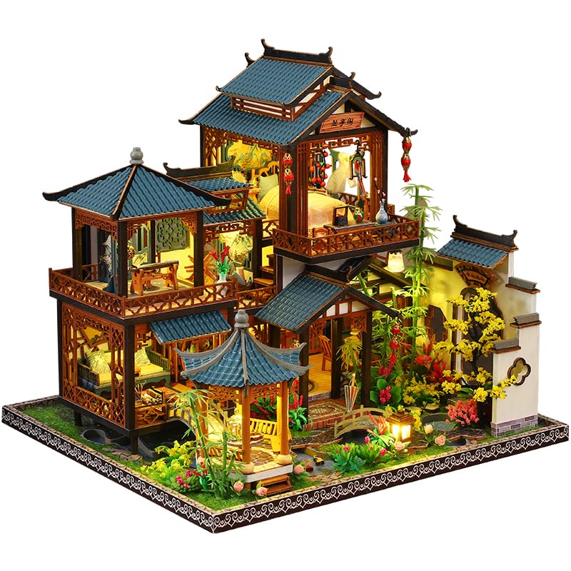 DIY Book Nook Kit - DIY Miniature Dolls House Kit with Furniture and LED Light, 3D Puzzle Wooden Art Bookends, Model Kits for Adults to Build (Yayun Lanting) - style: Yayun Lanting