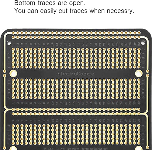 ElectroCookie Large PCB Prototype Board Kit Solderable Breadboards for Electronics Projects Compatible for DIY Arduino Soldering Projects, Gold-Plated (6 Multi-Pack, Black)