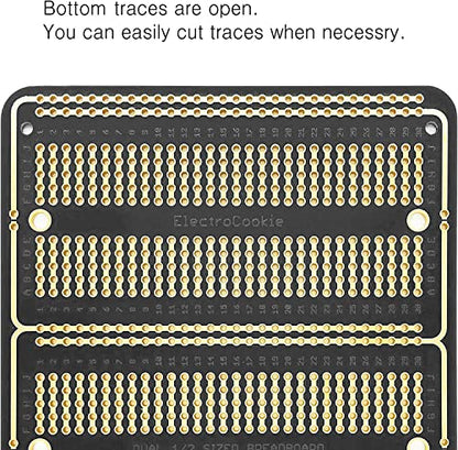 ElectroCookie Large PCB Prototype Board Kit Solderable Breadboards for Electronics Projects Compatible for DIY Arduino Soldering Projects, Gold-Plated (6 Multi-Pack, Black)