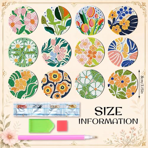 Zonon 12 Pcs Boho Floral Diamond Art Magnet Kits for Fridge - color: Boho, style: Floral