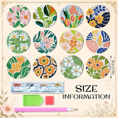 Zonon 12 Pcs Boho Floral Diamond Art Magnet Kits for Fridge - color: Boho, style: Floral