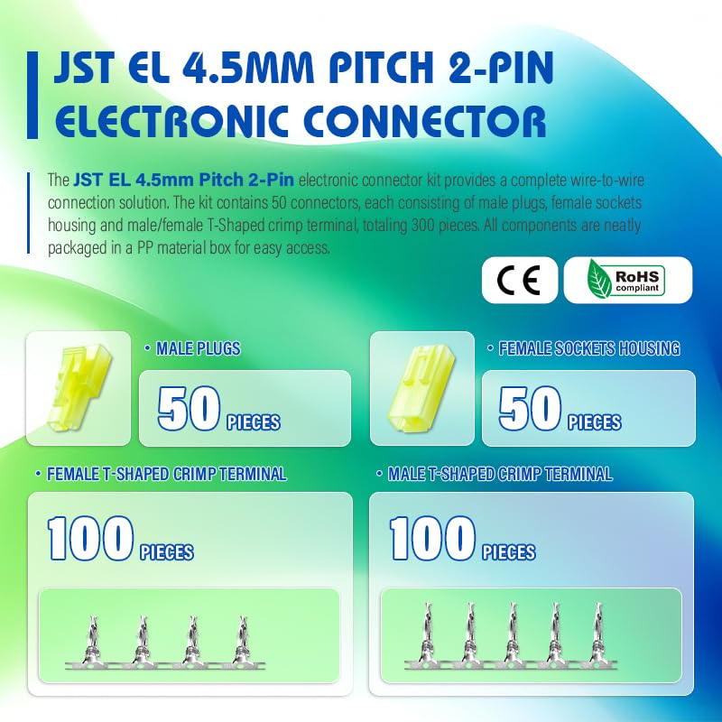 CQRobot JST EL 4.5mm Pitch 2-Pin Electronic Computer Connector Adapter - size: 2P, style: EL