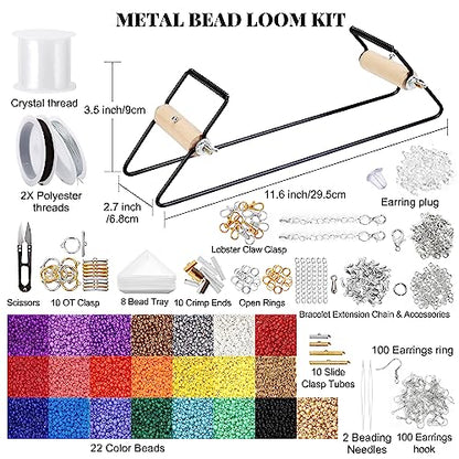 PP OPOUNT Value Bead Loom Kit, 11343 PCS Loom Beading Supplies with Lots of Seed Beads, Complete Jewelry Making Tools and Accessories, Beading Loom Kits for Adults Jewelry Making Bracelets Belts - size: 11343 PCS