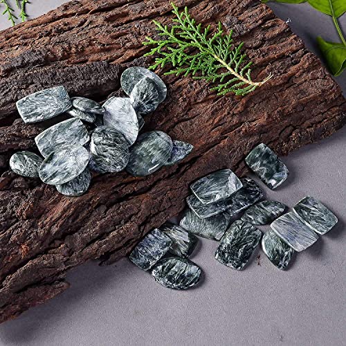 4pcs Natural Seraphinite Gemstone Wholesale Cabochons Lot, Jewelry Making Loose Gemstone, Polished Home Decor Specimen, DIY, Wire Wrapping, Reiki, Healing Crystals, Bulk Gemstone Deal