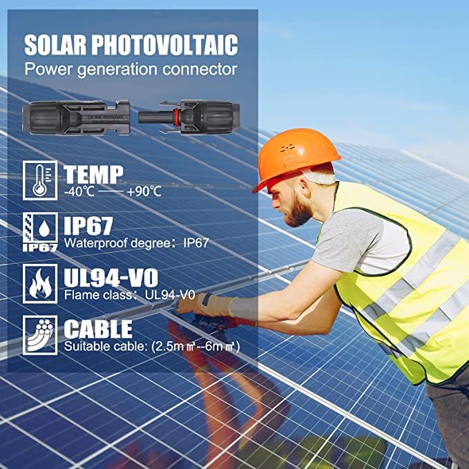 100PCS/50 Pairs Solar Connectors M-C-4 Male/Female IP67 Waterproof Solar Panel Cable Connectors with 2 PCS Spanners - color: 50pair MC4+1pair Spanner