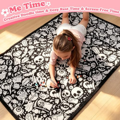 ROYAMOON Halloween Boo Washable Coloring Blanket Kit for Kids & Adults - color: Halloween