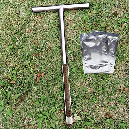 HiHydro Soil Sampler Probe Stainless Steel Tubular T-Style Handle Soil Test Kits Satisfying The Sampling Depth of Agriculture Forest(B) - size: B