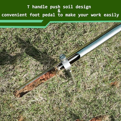 KAXIWEI 40 Inch Soil Sample Probe 304 Stainless Steel, Soil Sampler Probe Tubular with Ejector and Foot Pedal for Soil Sampling Plant Care/Garden/Agriculture/Golf Course/Farm - size: 40 Inch