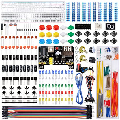 Smraza 485 Pieces Electronics Starter Kit with 830 Breadboard for Arduino - color: F)D1