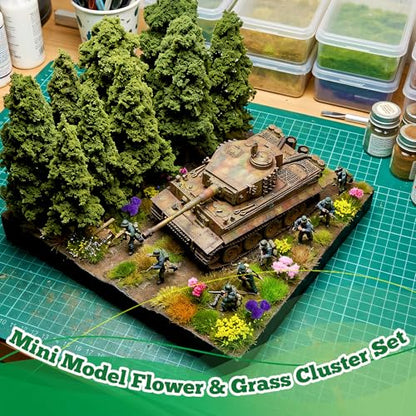 Warmtree 175 Pcs Static Grass Bushy Tufts Miniature Colorful Flower Cluster - color: Color B