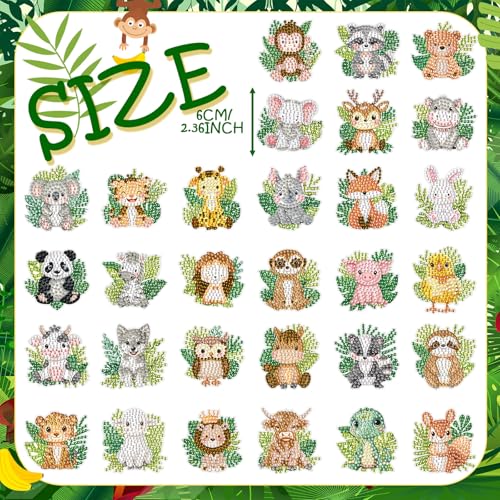 Xuhal 30 Pcs Safari Diamond Painting Magnets Diamond Art Kits for Adults - color: Jungle Animal