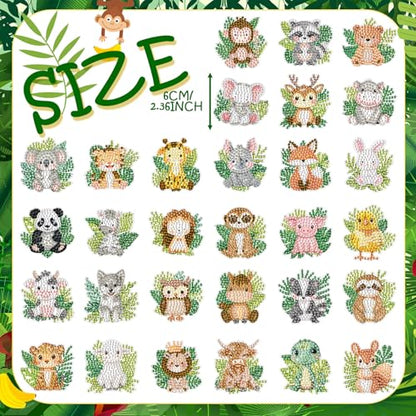 Xuhal 30 Pcs Safari Diamond Painting Magnets Diamond Art Kits for Adults - color: Jungle Animal