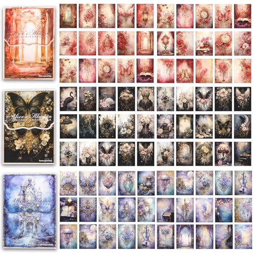 150Pcs Decoupage Paper Antique 3.9x5.5in Craft (150, Black) - color: Black