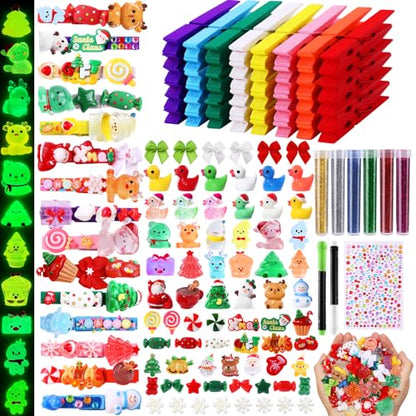 JOICEE 60 Set DIY Christmas Clothespins Kit Cheer Pins Spirit Clips - color: Christmas