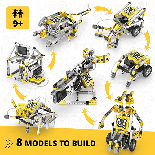 Engino: Discovering STEM - Robotics: Mini ERP 2.0-8 Robot Models, Toy Brick Building Set, Motorized, Snap-Fit, Coding-Programing Experiments, Kid 9+