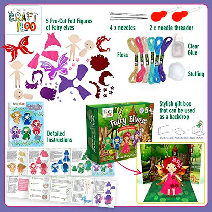 Fairy Elves Sewing Kit for Kids Ages 7-12 - Rainbow Garden Felt Craft - color: Garden Rainbow Fairies Kit