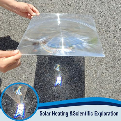 Six Seasons Large Fresnel Lens 300 x 300mm, PMMA Lens 600mm Focal Length Magnifying Sheet for Solar Oven, Solar Heating & Physics Experiment - size: 600mm Focal Length