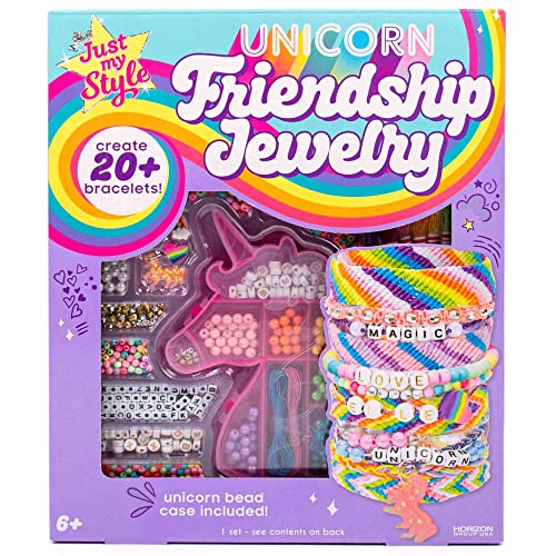 Horizon Group USA Unicorn Friendship Bracelets Create 20+ Bracelets, Kit Includes 1300+ Beads ABC, Metallic Beads Unicorn Storage Case & More - style: Unicorn