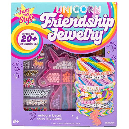 Horizon Group USA Unicorn Friendship Bracelets Create 20+ Bracelets, Kit Includes 1300+ Beads ABC, Metallic Beads Unicorn Storage Case & More - style: Unicorn
