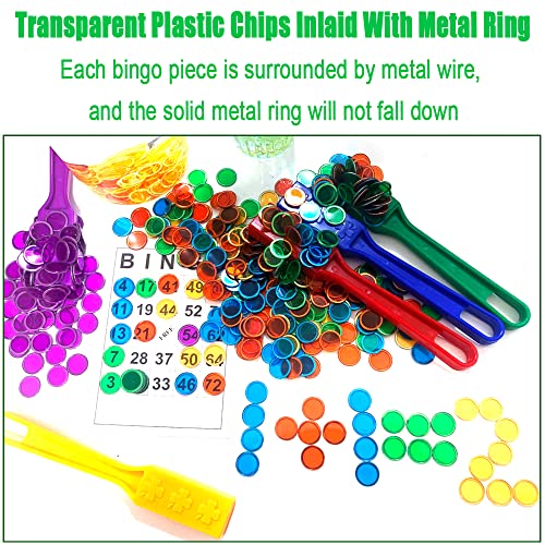 Magnetic Wands and Bingo Chips Set Magnet Wand 100 Multicolour Metal Ringed Discs Science STEM Kit Learning Accessories Family Game Night Tokens - color: Green