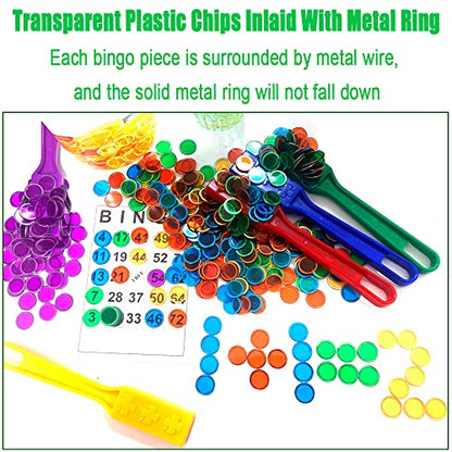Magnetic Wands and Bingo Chips Set Magnet Wand 100 Multicolour Metal Ringed Discs Science STEM Kit Learning Accessories Family Game Night Tokens - color: Green