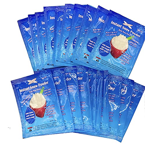200 Grams of Instant Snow Powder Will Make About 80 Cups of Fluffy Instantly Snow, 20 Pack, Non-Toxic STEM Science Kit for Kids, Artificial Snow for Sensory Play & Holiday Decor