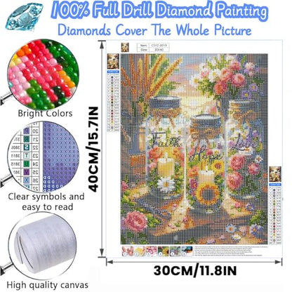 ICYANART Inspirational Diamond Painting Kits for Adults, Flower Diamond Art - color: Faith Hope Love
