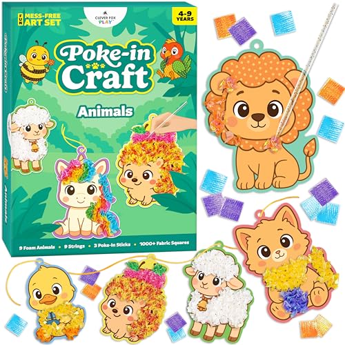 Poke-In Craft Animals, Poke Art for Kids Ages 4-8, Fun Punch Tufting Kit - color: Animals