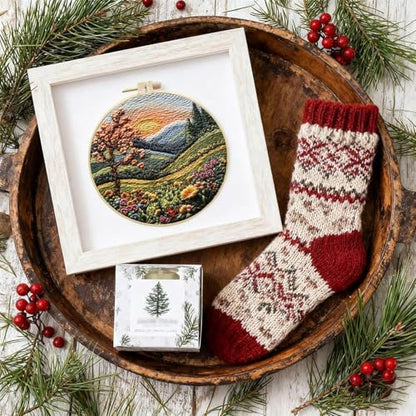 SCECALA 3 Pack Mountain Tree Landscape Embroidery Kit - color: Orange
