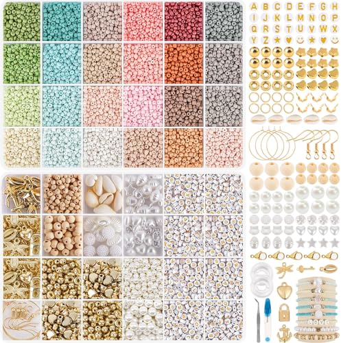 TEXGIZRLY 3mm Seed Bead for Bracelets Friendship Bracelet Making Kit - size: Seed Beads 3MM-C