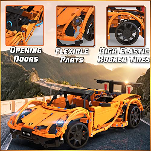 WISEPLAY STEAM Building Block RC Car Set 421 PCS - STEM Projects for Kids Ages 8-12 - Build Your Own RC Car - color: Orange Sunrise