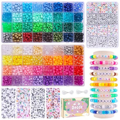 Quefe 64 Colors 2350pcs Pony Beads Bracelet Making Kit Kandi Bead - color: 64 colors