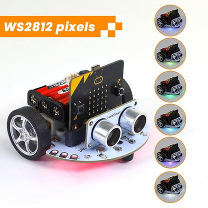 microbit Car Kit Compatible with BBC Micro:bit v2 and v1,STEM Educational Engineering Science Kits for Graphical MakeCode and Python（Without Micro:bit and AAA Battery）