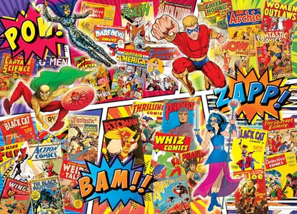 MasterPieces 1000 Piece Collage Jigsaw Puzzle for Adults - Superhero Sanctum - Fun Vintage Comic Book Covers - 19.25"x26.75" - style: Superhero Sanctum