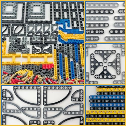 500 Pcs Technical Parts Bricks Set- Classic Frame Steering Beam Axles Connectors and Pins Building Blocks Accessories Compatible with Major Brands Tech Bricks