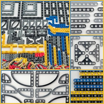 500 Pcs Technical Parts Bricks Set- Classic Frame Steering Beam Axles Connectors and Pins Building Blocks Accessories Compatible with Major Brands Tech Bricks