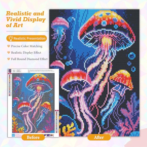 Jellyfish Diamond Art Kits for Adults Beginners 12x16 in, DIY Craft Gift - color: DP-US10