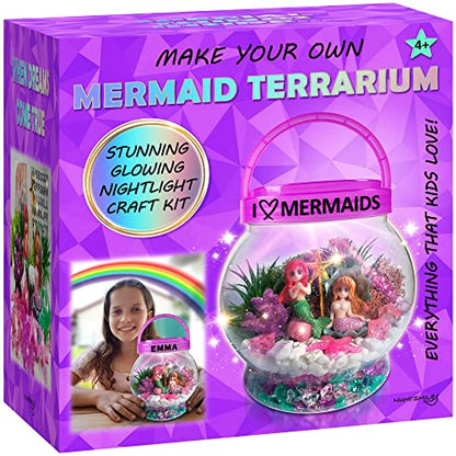 DIY Mermaid Light-Up Terrarium Kit for Kids Craft Gift for Girls Ages 4-10 - style: Mermaid