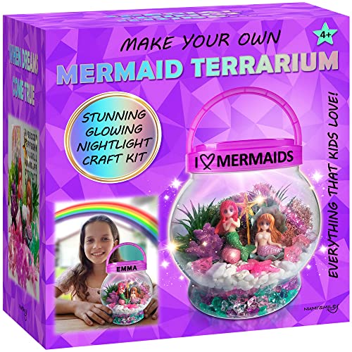 DIY Mermaid Light-Up Terrarium Kit for Kids Craft Gift for Girls Ages 4-10 - style: Mermaid