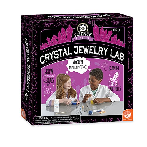MindWare Science Academy Crystal Jewelry lab - Kids & Teens Grow 1 Crystal Ring and 2 Necklaces with Our 18pc Set - Wild & Weird Experiments for Boys & Girls - Great Educational Gift