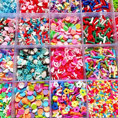 EHOPE Fake Sprinkles 220G Polymer Clay Slices Fake Candy Sprinkle Faux Sprinkles for Nail Art DIY Crafts Cake Phone (28 Styles) - color: 28 Styles