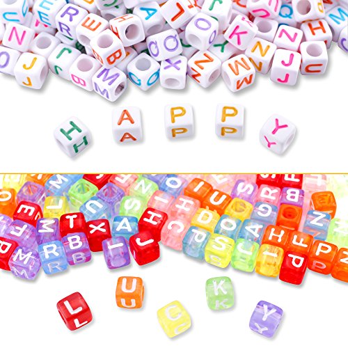 Augshy 1400pcs 5 Color Cube Alphabet Bead,Letter Beads DIY Activity Craft - color: 5colors A