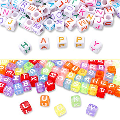 Augshy 1400pcs 5 Color Cube Alphabet Bead,Letter Beads DIY Activity Craft - color: 5colors A