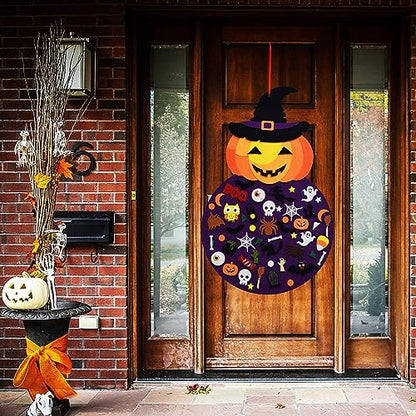 THAWAY DIY Halloween Pumpkin Witch Decor, Felt Halloween Crafts for Kids