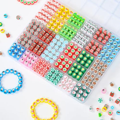 600pcs Polymer Clay Beads Bracelet Making Kit, Christmas Beads for Crafts - color: 4#Christmas